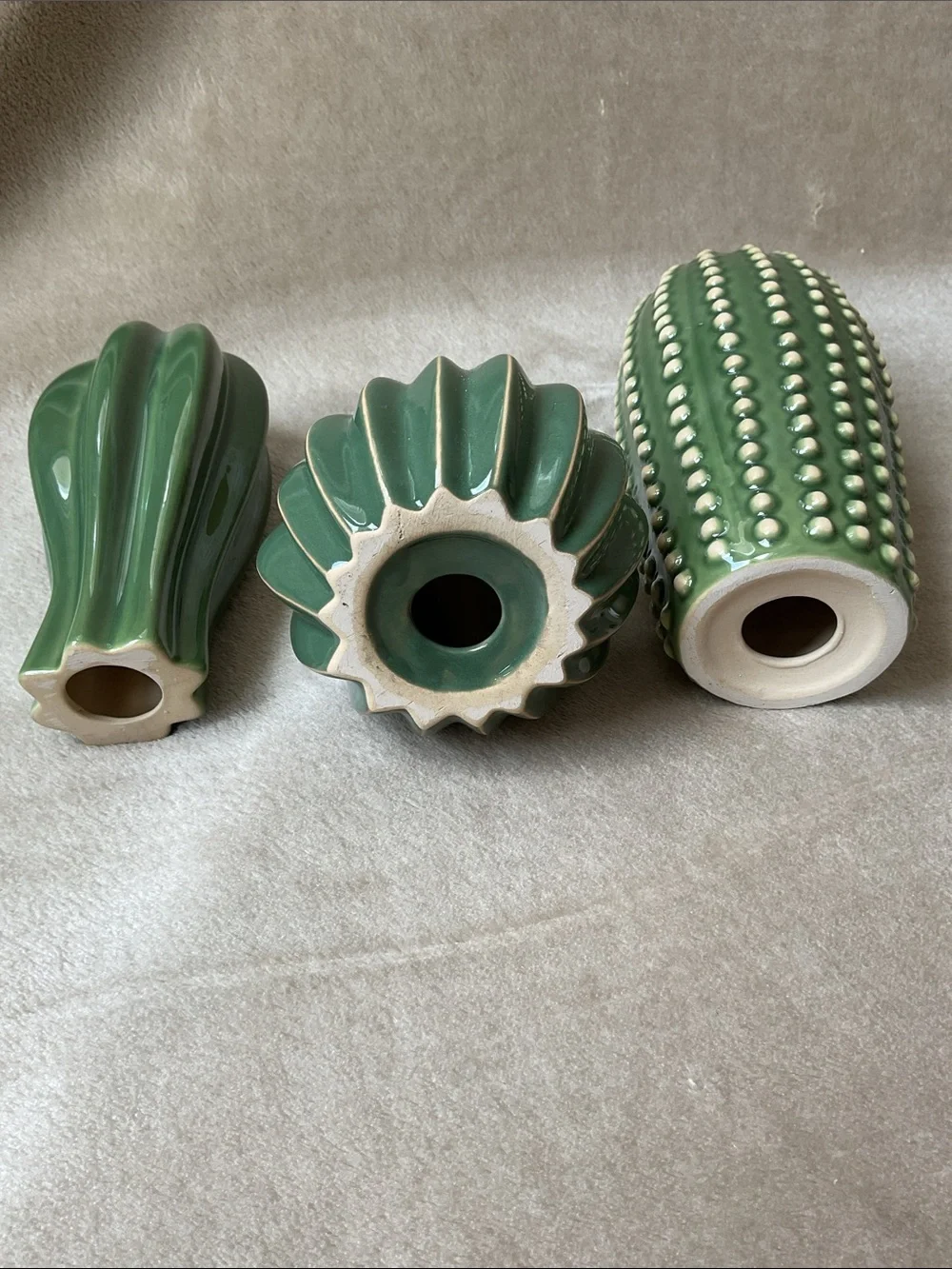 Set of 3 IKEA SJALSLIGT Ceramic Green Cactus decorations